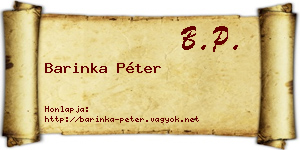 Barinka Péter névjegykártya
